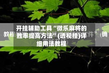 开挂辅助工具“微乐麻将的胜率提高方法”(透视挂)详细用法教程